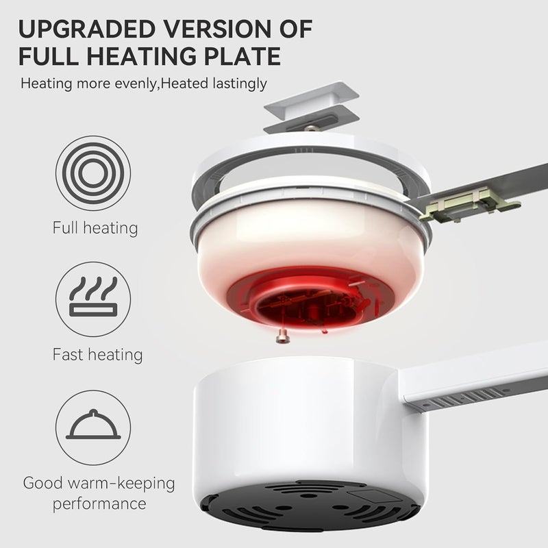 olayks olakys. Electric Hot Pot with Steamer,1.5L Ceramic Glaze Non-stick Portable Pot, Dual Power Multi-functional Electric Cooker, Suitable for Steak, Pasta, Hot Pot, Ramen, Electric Pot for Dorm - Image 3